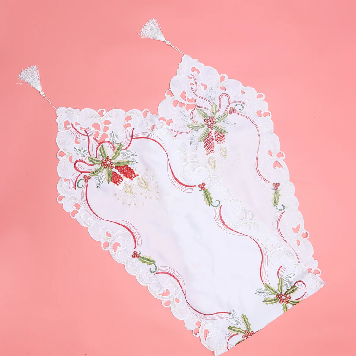 

Christmas Embroidery Tablecloth Triangle Table Runner 40x180cm Rustic Style Home Restaurant Hotel Decor Christmas Table Cover