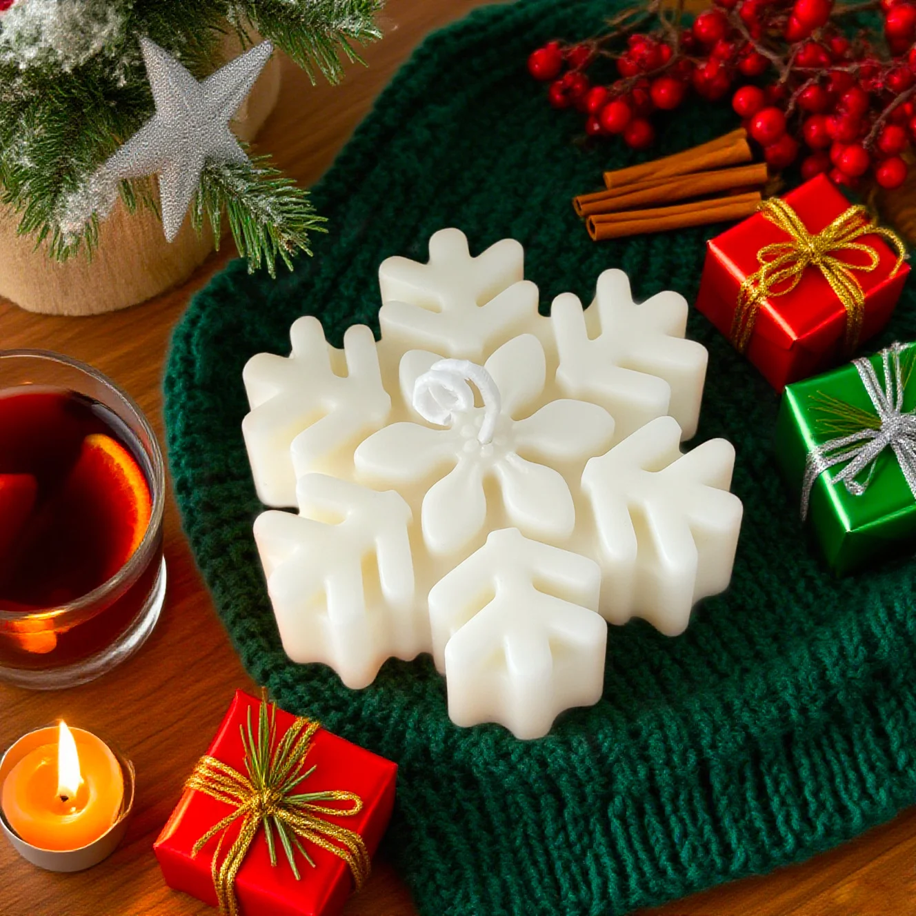 1Pc Christmas Snowflake Scente - Home Fragrance Vanilla Scented Candle 评论和价格