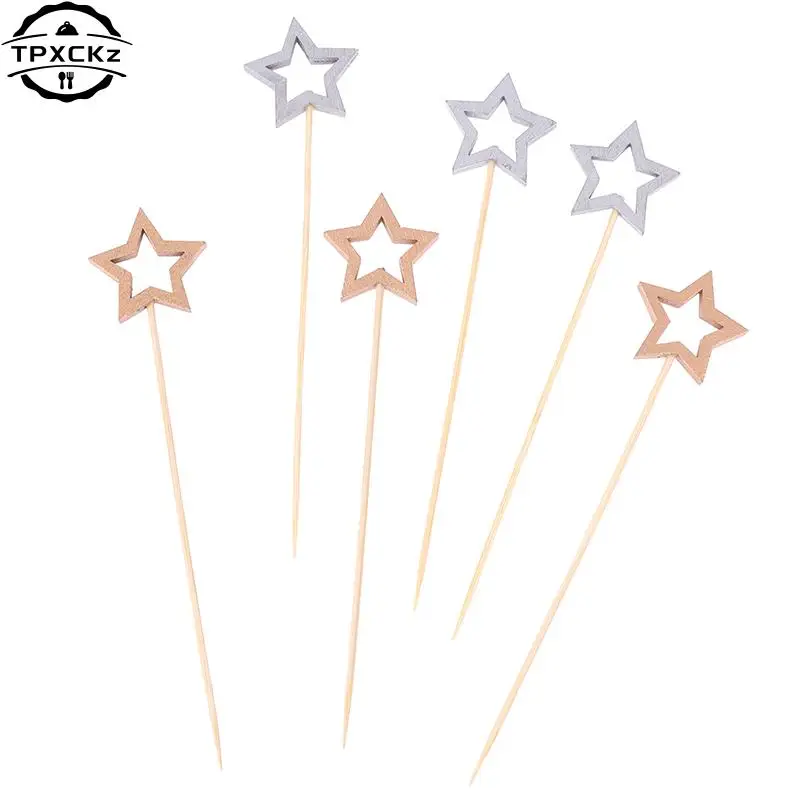 50Pcs Star Shape Convenient Disposable Fruit Forks Party Buffet Fruit Sticks Desserts Cocktail Decoration Wedding Party Supplies