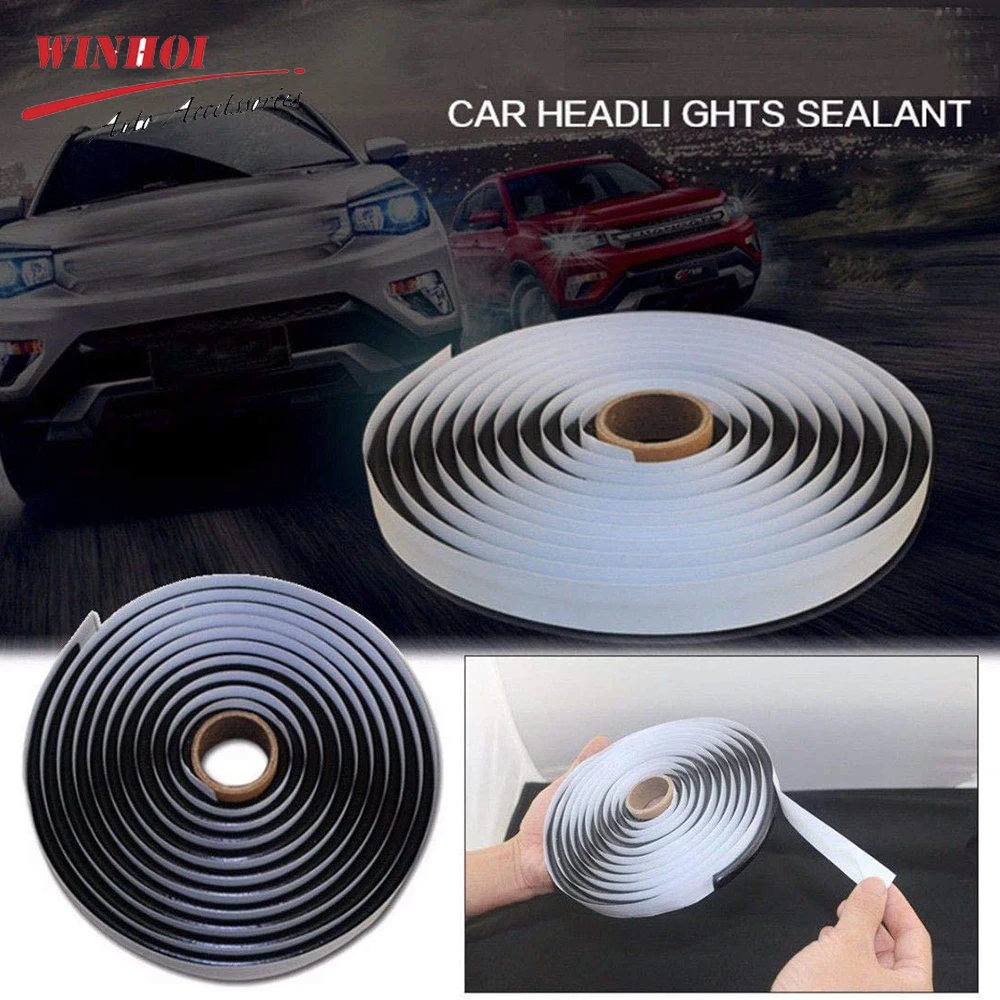 4m Butyl Rubber Glue Headlight Sealant Retrofit Waterproof Black Tape Sealant Glue for RV Car Headlamps Window Door Windshield