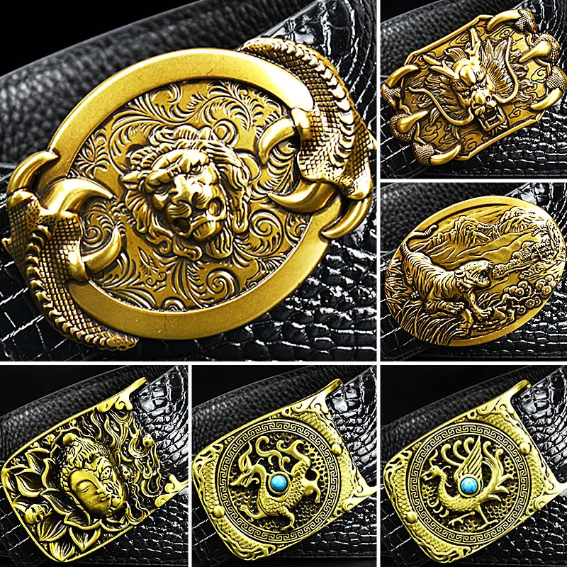 men\'s belt China Dragon Belt business casual High-quality crocodile pattern leather belt young men\'s fashion Luxury jeans belt