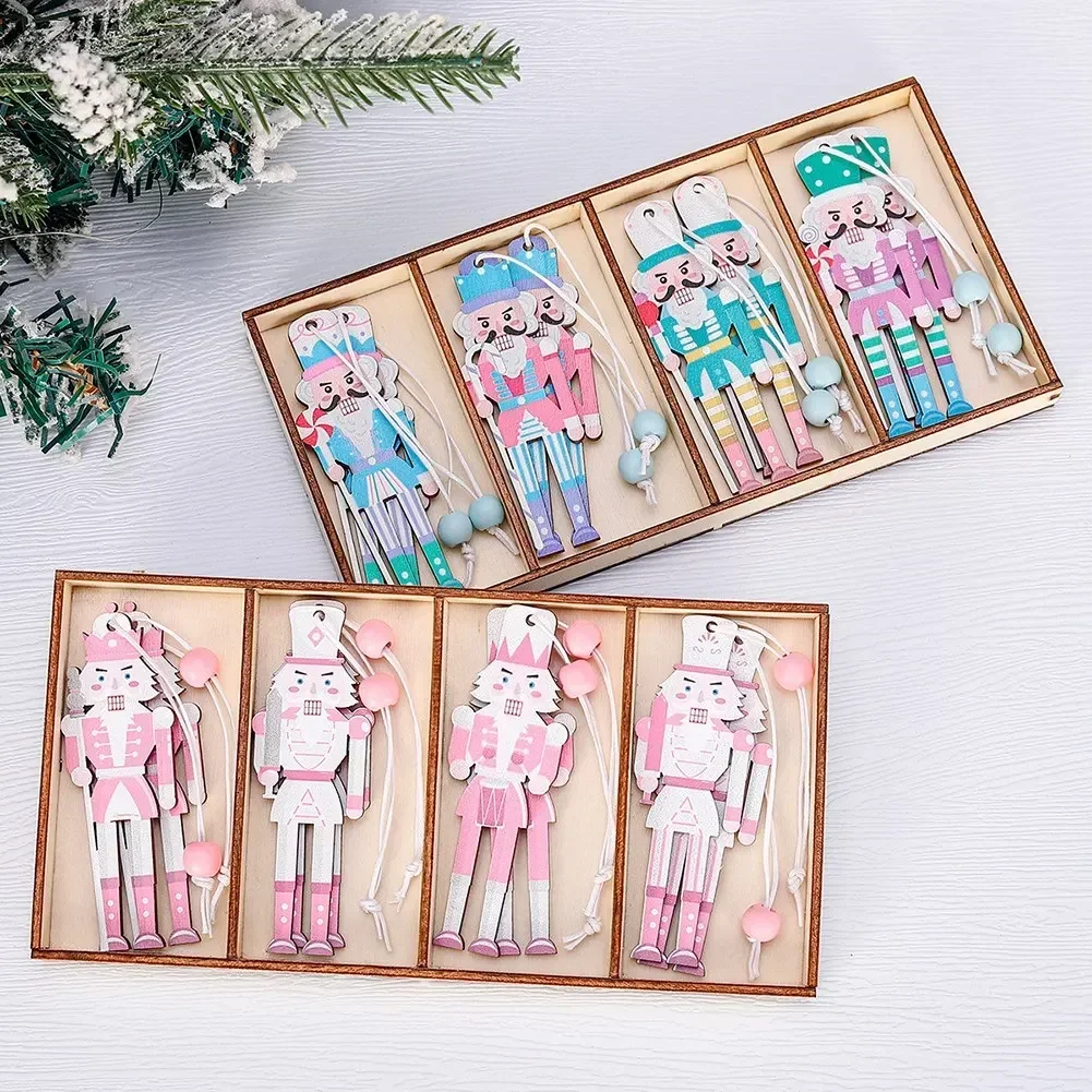 8Pcs Weihnachten Holz Nussknacker Soldaten Hängen Anhänger Weihnachten Baum Ornamente Weihnachten Neue Jahr Party Dekorationen Lieferungen