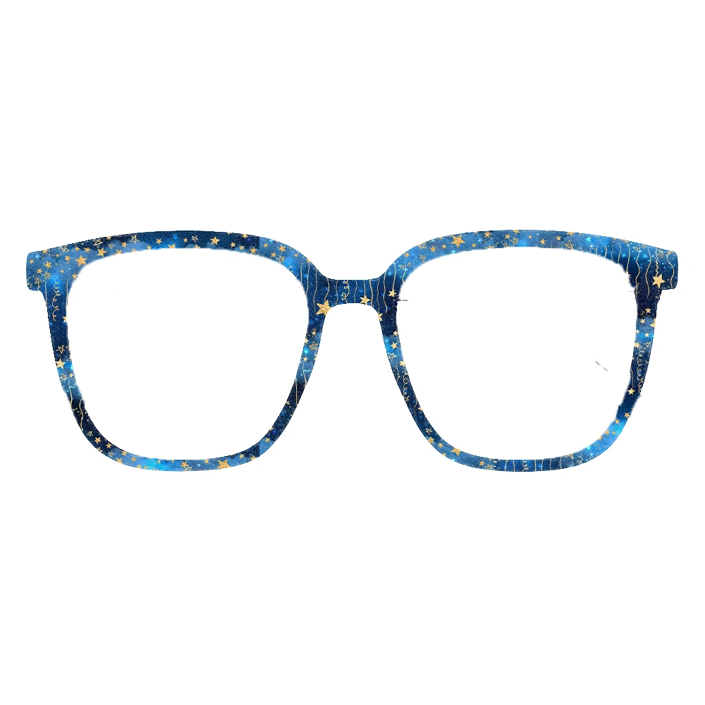 Starry Sky Star Print Square Eyeglass Frames Elegant Lady Galaxy Pattern Party Decor Prescription Optical Fashion Eyewear Gifts