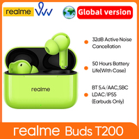 NEW realme Buds T200 Headphones 32dB Active Noise Reduction AI Call Noise Cancellation 50 Hours Long Life TWS Earbuds Wireless