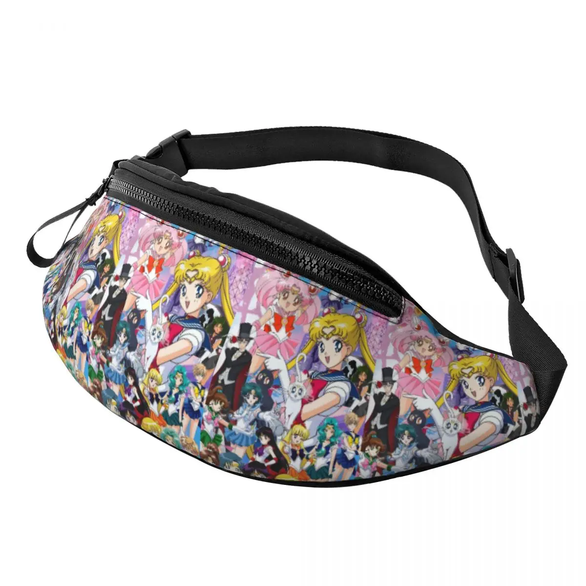 

Custom Cool Sailors Anime Moons Fanny Pack for Traveling Women Men Cute Cartoons Crossbody Waist Bag Phone Money Pouch