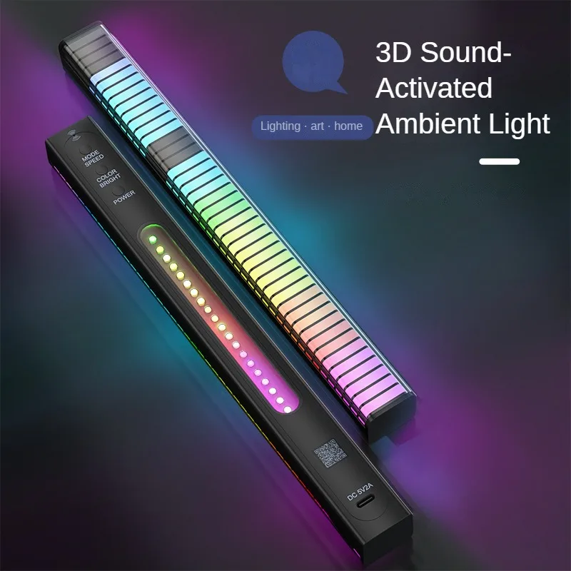 64 Bit Ritme Rgb Lichtbalk, Stem Geactiveerd Kleurrijk Led Licht, Geluid Controle Rgb Lichtbalk, Draagbare Multicolor Licht Decor