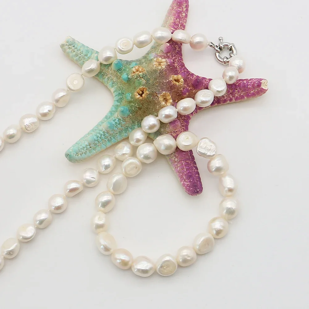 1Set Irregular White Natural Freshwater Pearl Jewelry Sets With Direction Clasp Design Necklace Elegant Woman Bracelet Gift