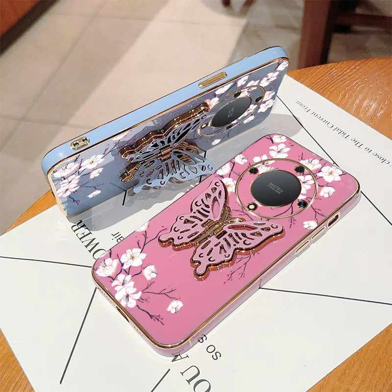 

Magic 5Lite Plum blossom Bracelet Plating Phone Case For Honor 200Pro X6A 90 300Ultra X9B 300 X60 X50 X8B Magic 6Pro 6Lite Cover