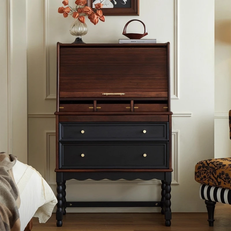 

French solid wood dresser household small apartment pull-out multi-functional makeup table bedroom retro storage dressing table