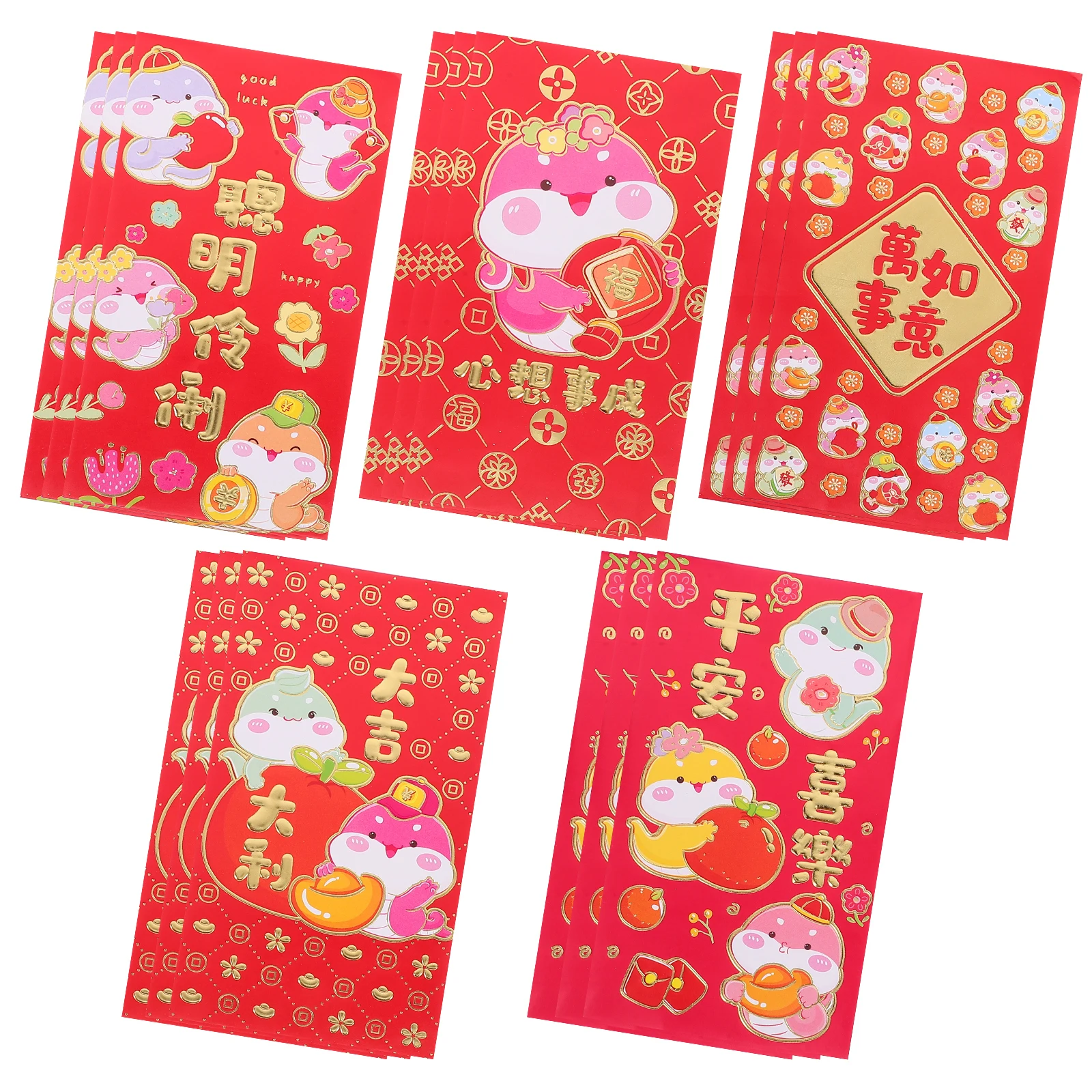 

30pcs Red Envelopes Chinese New Year Zodiac Snake Cartoon Lucky Money Envelope Wedding Cash Envelope Envelopes