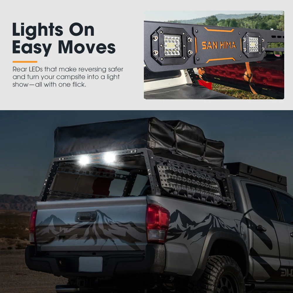 SAN HIMA Universal UTE Roof Rack 500KG Capacity Adjustable Multi Functional Cage Truck Bed Rack Ladder For 4x4 Overlanding