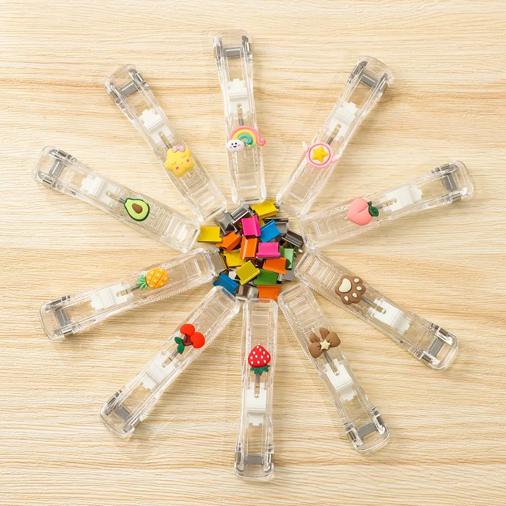 อุปกรณ์สำนักงานโปร่งใสเครื่องเขียนเอกสารเข้าเล่มเครื่องเย็บกระดาษคลิปหนีบกระดาษกดคลิปตัวถอดเครื่องผูก