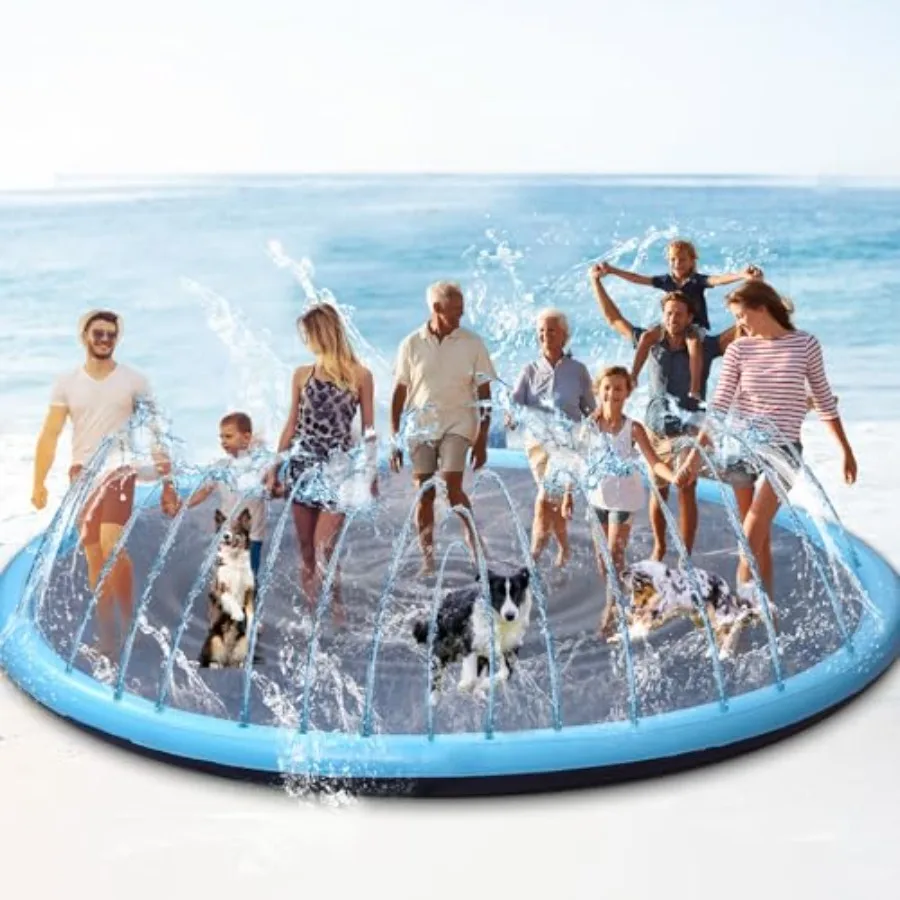 

15 ft Giant Inflatable Splash Pad Extra Large 180 2025 Update Non Slip Pad for Adults Large Dogs Pets Giant Thicken Sprinkler P