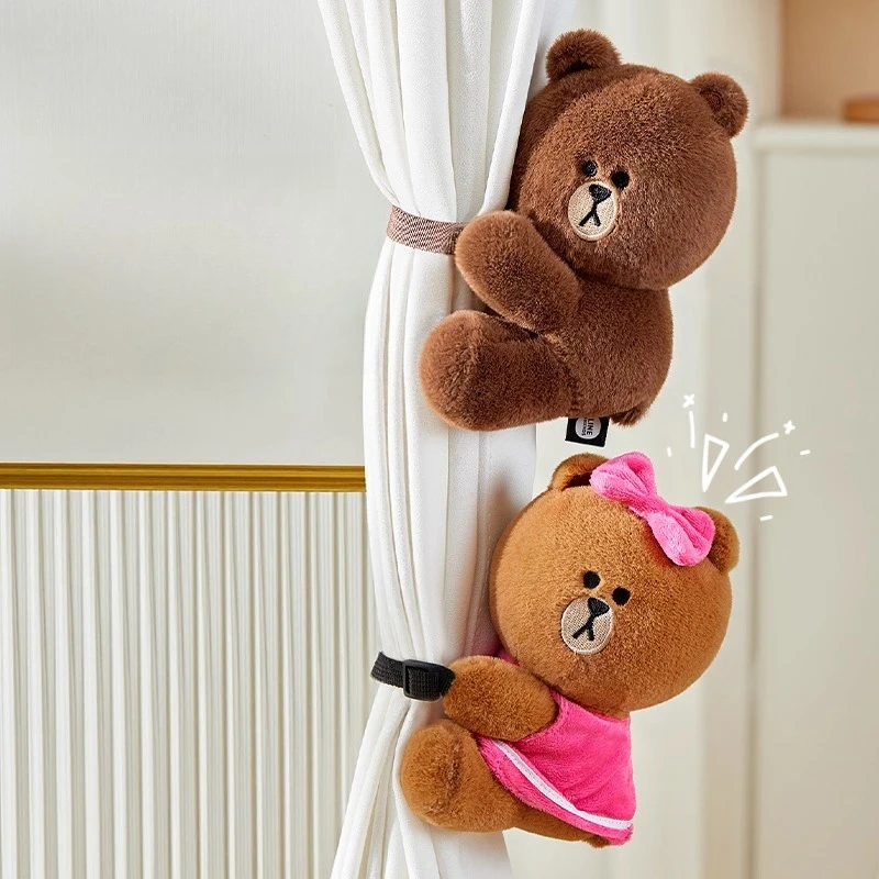 

Cute Brown‌/choco Doll Gauze Curtain Tie Straps Car Doll Ornaments Creative Ornaments Household Supplies Curtain Storage Dolls