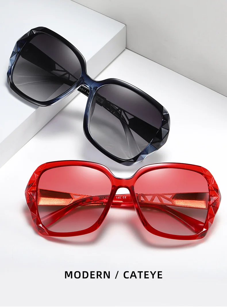 BARCUR Leichte, luxuriöse und elegante Sonnenbrille im Urlaubsstil mit großer Rahmendekoration, Gesichtsform, UV-Schutz – Detail 3