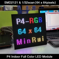 MinRui-Módulo/Panel LED RGB P4 / PH4 a todo Color para interiores, escaneo 1/32, tamaño 256x256mm, 64x64 píxeles para vídeo