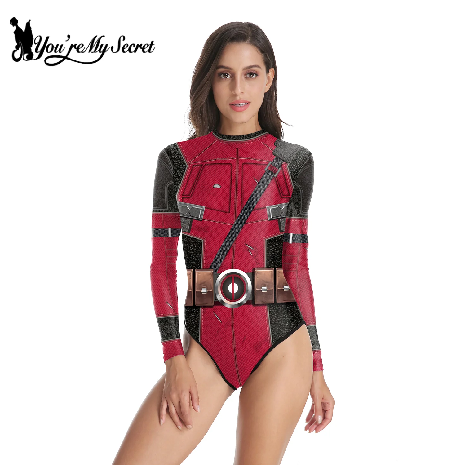 [You\'re My Secret] Adult Superhero Deadpool Wolverine 3D Printed One Piece Swimsuits Halloween Cosplay Costumes Party Bodysuits