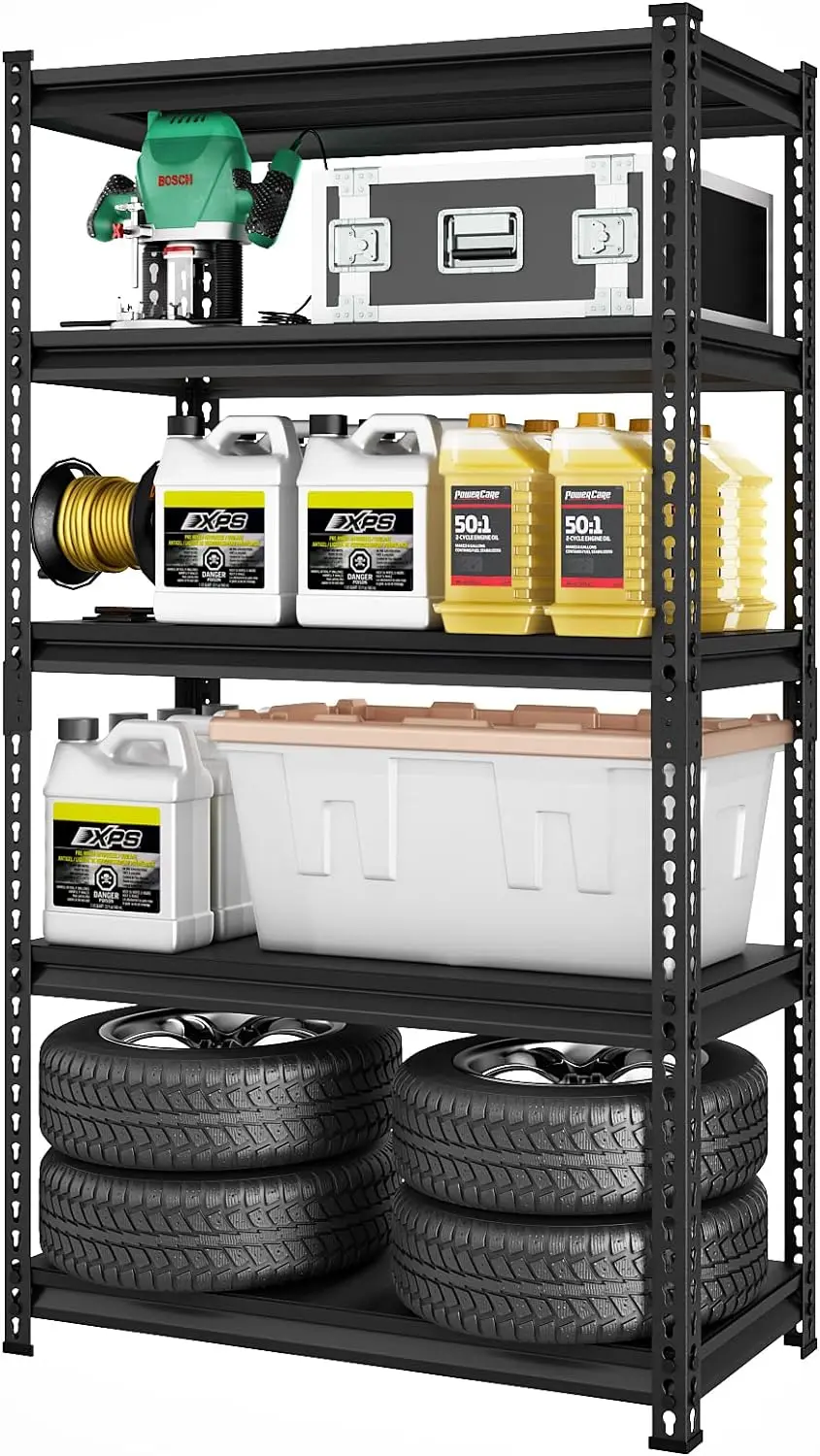 

5-Tier Garage Shelving Unit Heavy Duty, 35.4”/48'' All Metal Storage Shelves, 2000/2500 lbs Weight Capacity Adjustable Sturdy