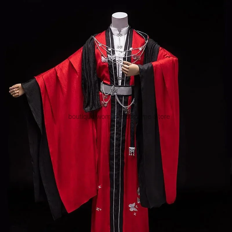 Cos TGCF Tian Guan Ci Fu Huacheng Costume Cosplay Guiwang Huacheng Han Stile Abbigliamento Sanlang Rosso Intrattenimento Musiche E Canzoni Vestito Costume Cinese