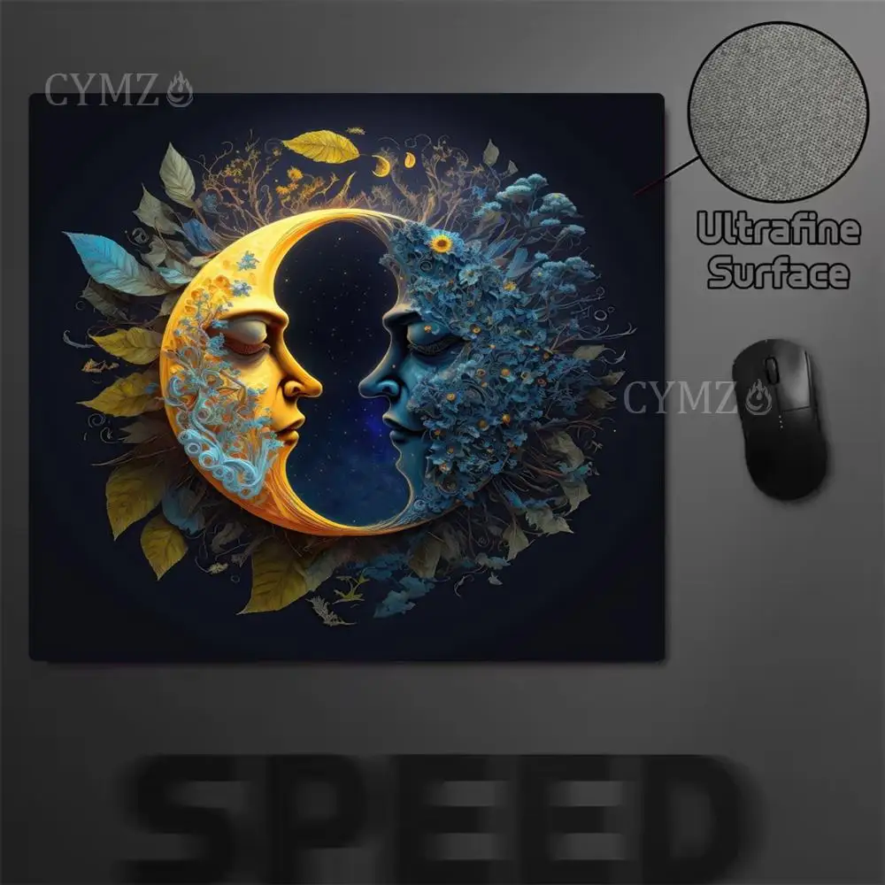Fantastica luna illustrazione creativa piccolo tappetino per mouse tappetino da scrivania tappetini da gioco bordo cucito antiscivolo adatto per ufficio e giochi