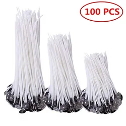 100Pcs Candle Wicks 2.5-20cm Pure Cotton Cores for Candle Making Smokeless Soy Wax Pre-Waxed Oil Lamp DIY Candle Making Supplies