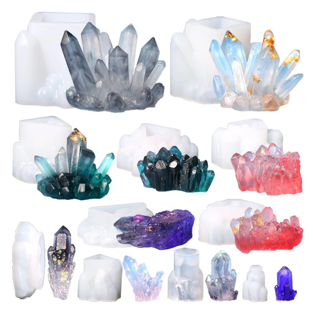 

Crystal Cluster Stone Ornaments Mould Diy Silicone Epoxy Resin Mold Jewelry Tool Jewelry Accessories Crystal Pillar Candle Mould