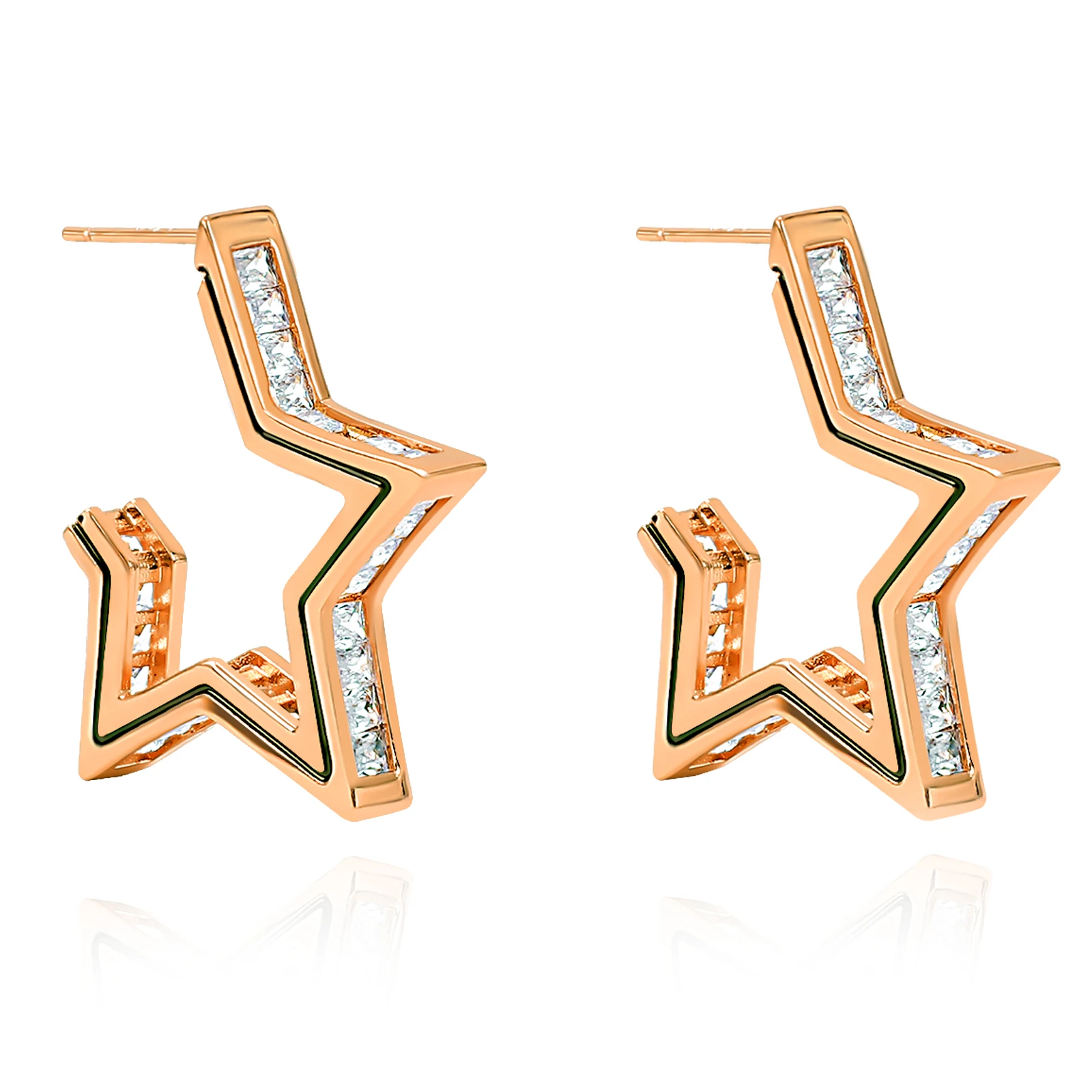 Chicgrowth Star Hoop Earrings for Women Fashion Jewellery for Ladies Girl Trendy Jewelry Gold-color Star Hoop Earrings for Women