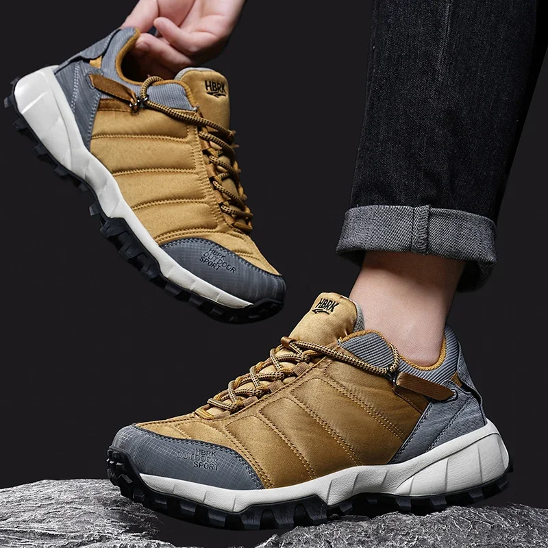 Professional Men Trekking Shoes Yellow Mens Outdoor Mountain Climbing Sneakers Anti-slippery Boy Mountain Shoes