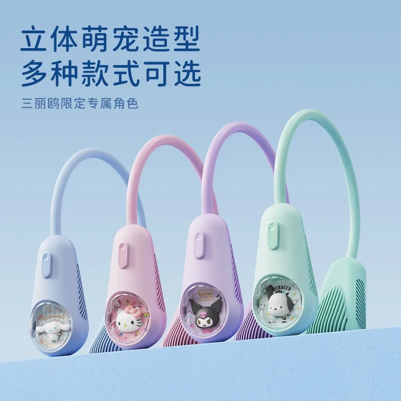 

Sanrio Cinnamoroll Pochacco аниме Kawaii подвесной вентилятор на шею милый Kuromi мультфильм Спорт на открытом воздухе USB зарядный вентилятор подарки игрушки
