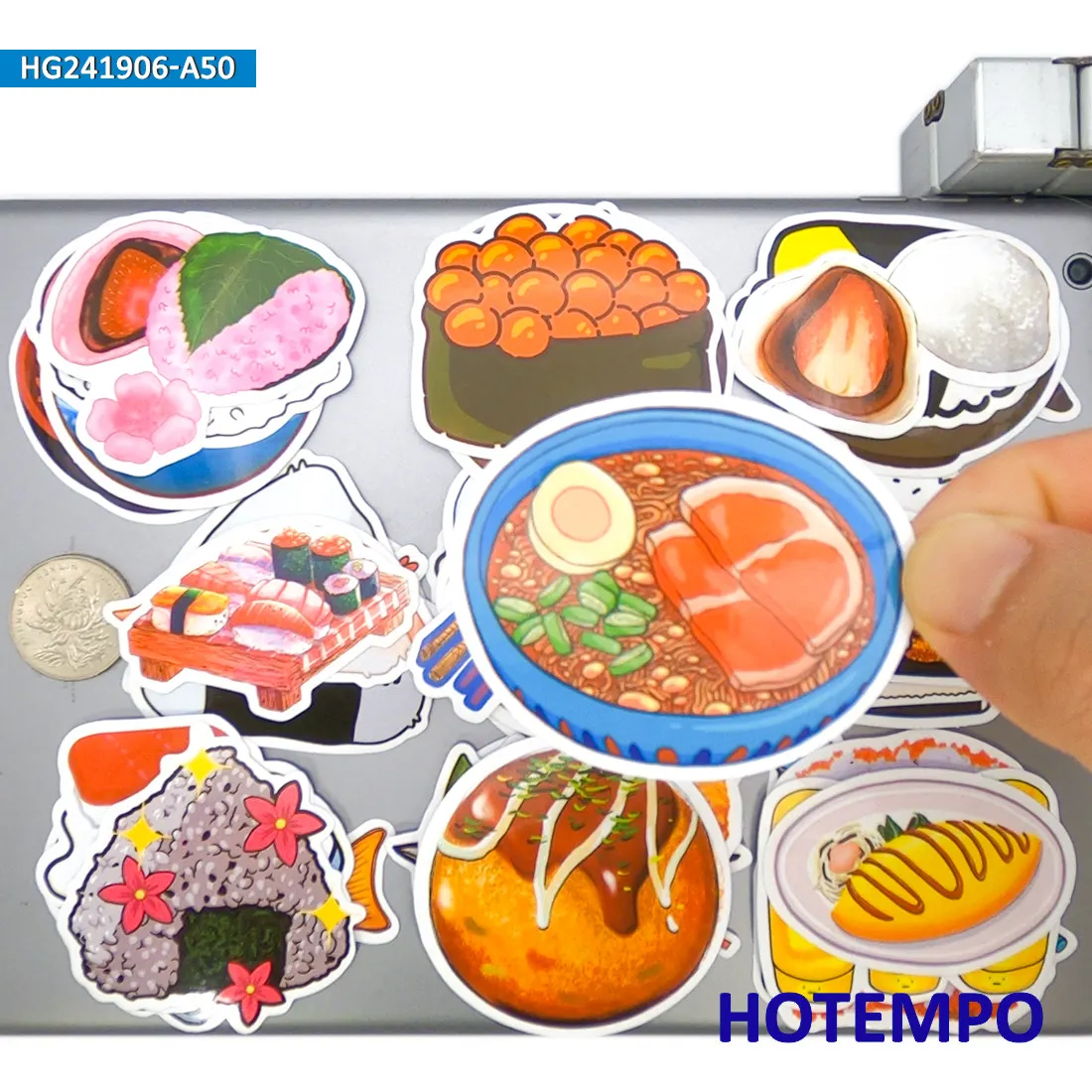 20/30/50 Stück, Leckere Essensaufkleber, Sushi Ramen Japanische Küche, Niedlicher Stil, für Laptop Auto Telefon Sammelalbum, Lustiges Sticker-Paket