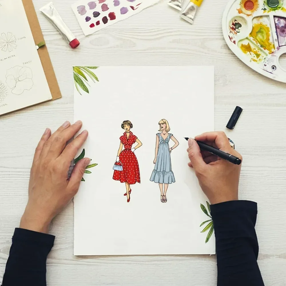 Fashion Woman Silicone Clear Stamp Lady and Vintage Dress Transparent Silicone Stamp People Rubber Stamp for Scrapbook Journal