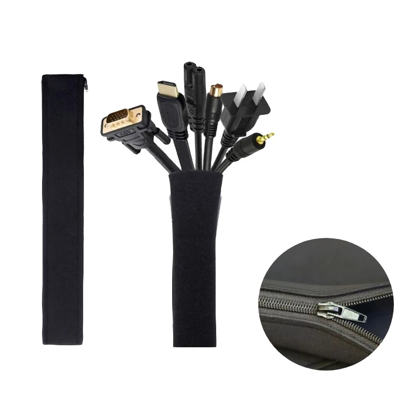 1pcs Cable Management Sleeves Cord Organizer Sleeve With Zipper Wire Wrap Covers Cable Sleeves For TV Computer Office Home