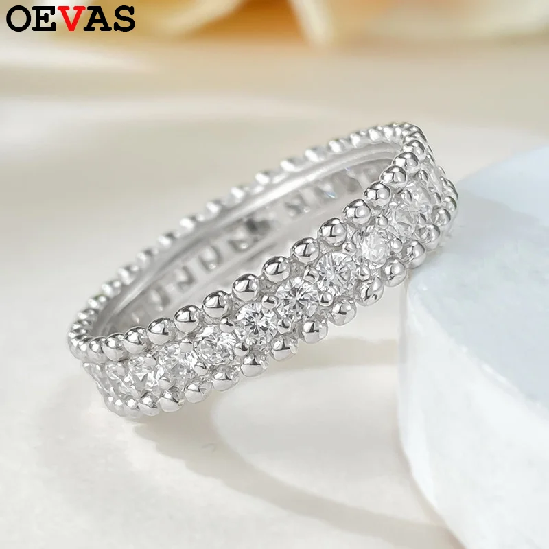 

OEVAS All 1.8mm Moissanite Ring for Women 100% S925 Sterling Silver Wedding Ring Sparkling Fine Jewelry Gifts