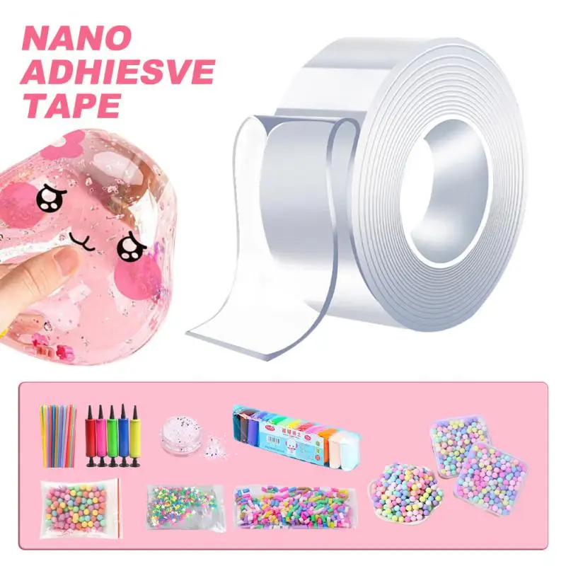 DIY Craft Pinch Toy Making Blowable Bubble Tape Non-marking Double-sided Adhesive Reusable Color High Sticky Nano Tape