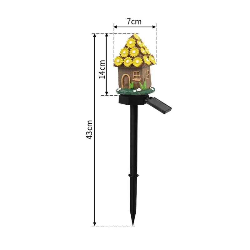 Criativo Solar Resina Cogumelo Casa Luz, Outdoor impermeável LED Dos Desenhos Animados, Terra Plug Luz, Decoração do jardim, Lâmpada de paisagem de gramado