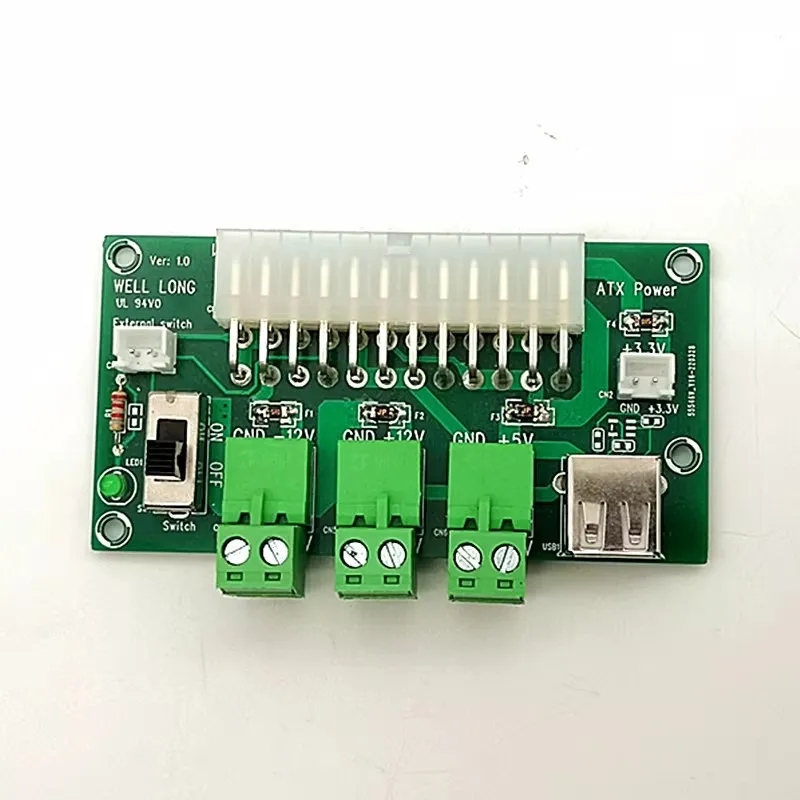 24/20-pin ATX DC Power Breakout Module USB 24Pin ATX to Terminal Blocks.