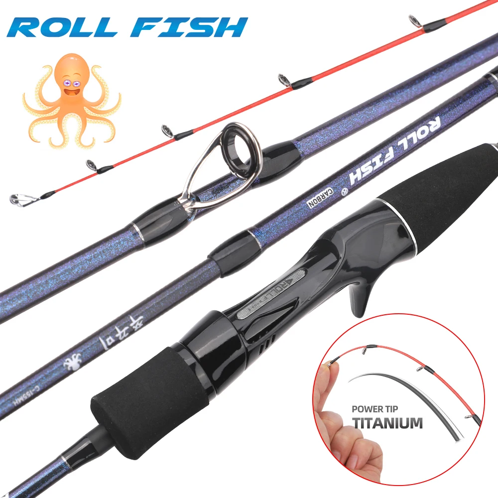 ROLLFISH Titanium Tip Octopus Squid Cuttle Carbon Fiber Casting Fishing Rod Saltwater Boat Light Slow Jigging Rod Action7:3