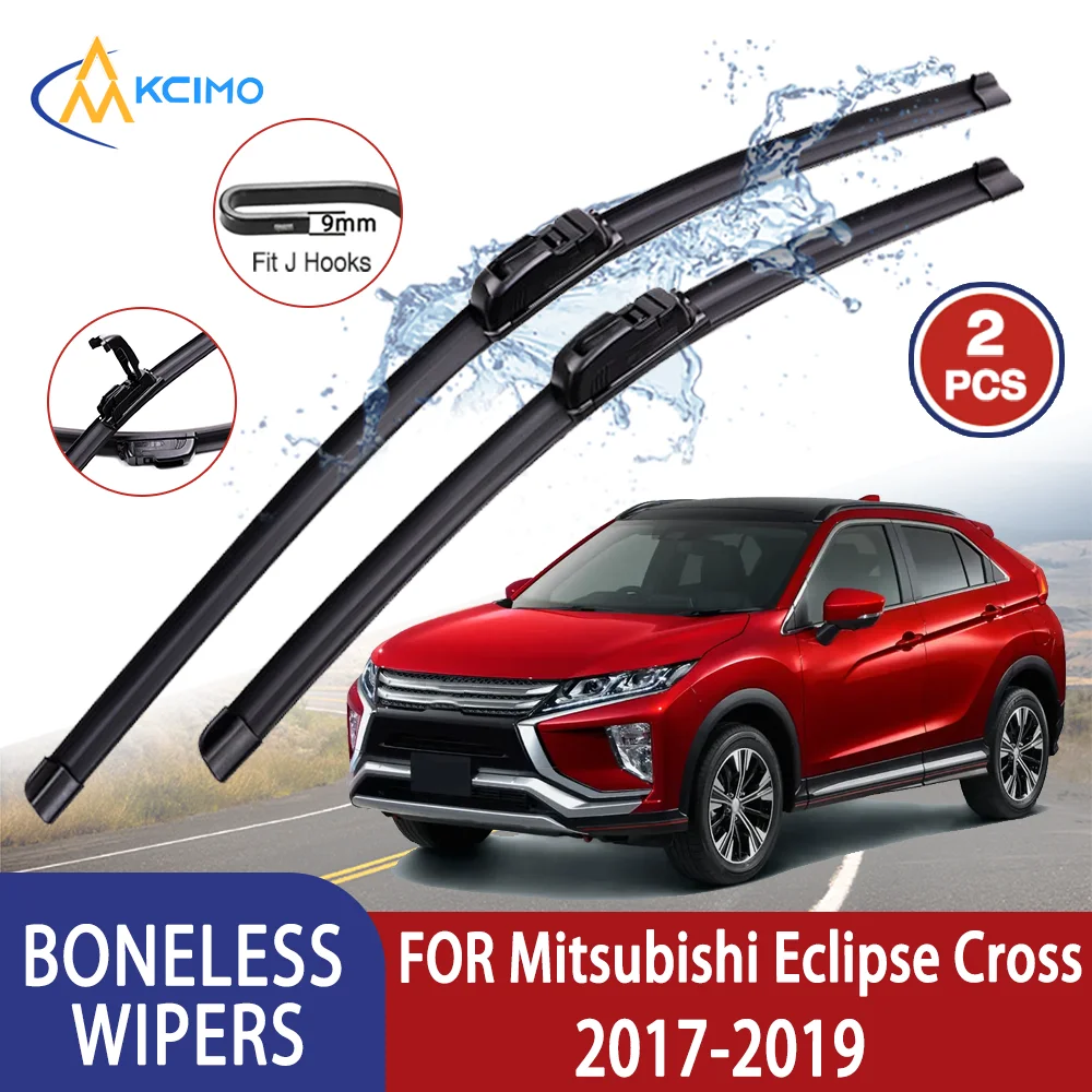Wysokiej jakości wycieraczki Kcimo Premium do Mitsubishi Eclipse Cross 2017-2019, gumowe, bezszkieletowe, typu U - HD, ciche, wytrzymałe, 24 cali + 20 cali