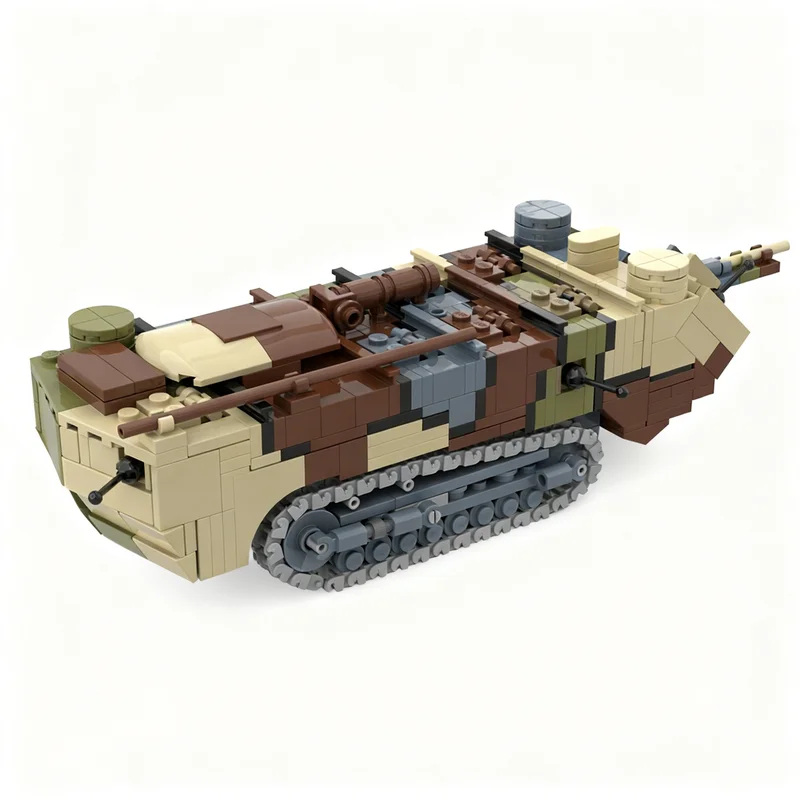 657pcs MOC Sculptures Saint Chamond Tank Model Building Blocks Creative Assemble Display Brick Birthday Education Collection