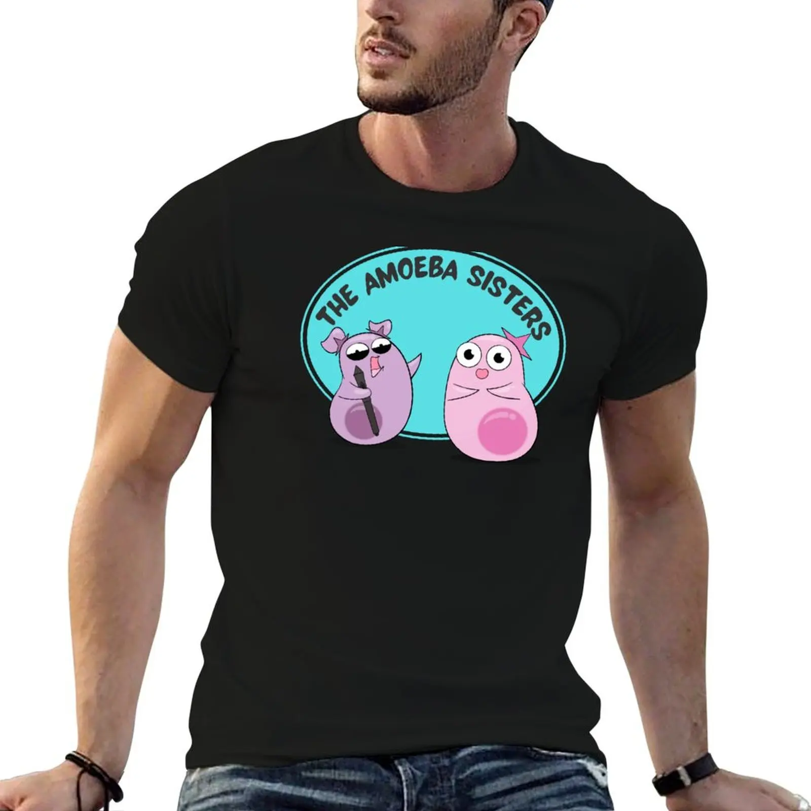 Camiseta Amoeba Sisters Sisterhood para homem, 100% algodão, camiseta masculina de luxo, camisetas gráficas masculinas