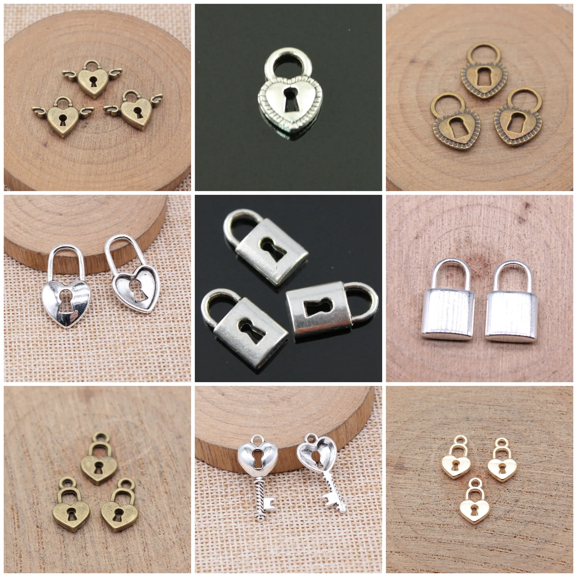 Key And Lock Matching Pair Charms Pendant Couple Jewelry Set Pendant Charms For Keychain Earring Necklace Jewelry Accessories