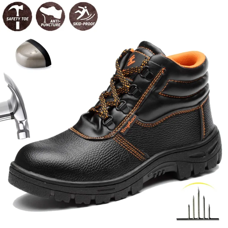 

Steel Toe Safety Shoes Men, Anti-Puncture Anti-Smash Non Slip Industrial Work Boots Lightweight Security Protective Shoes