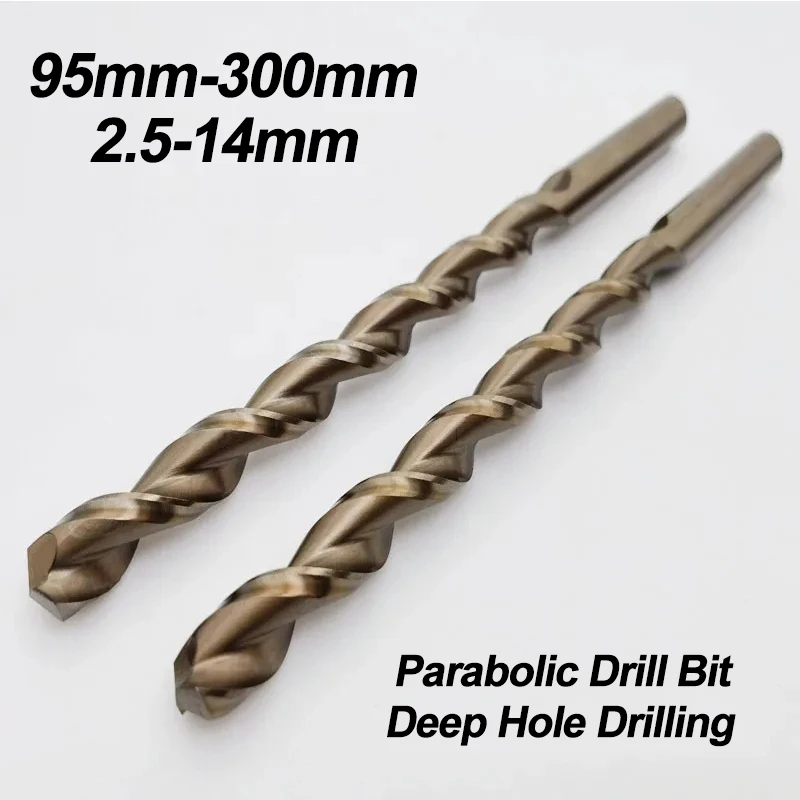 

1Pc 95mm-300mm Long Cobalt Drill Bit M35 HSS-Co Straight Shank Parobolic Deep Hole Drilling For Stainless Alloy Steel