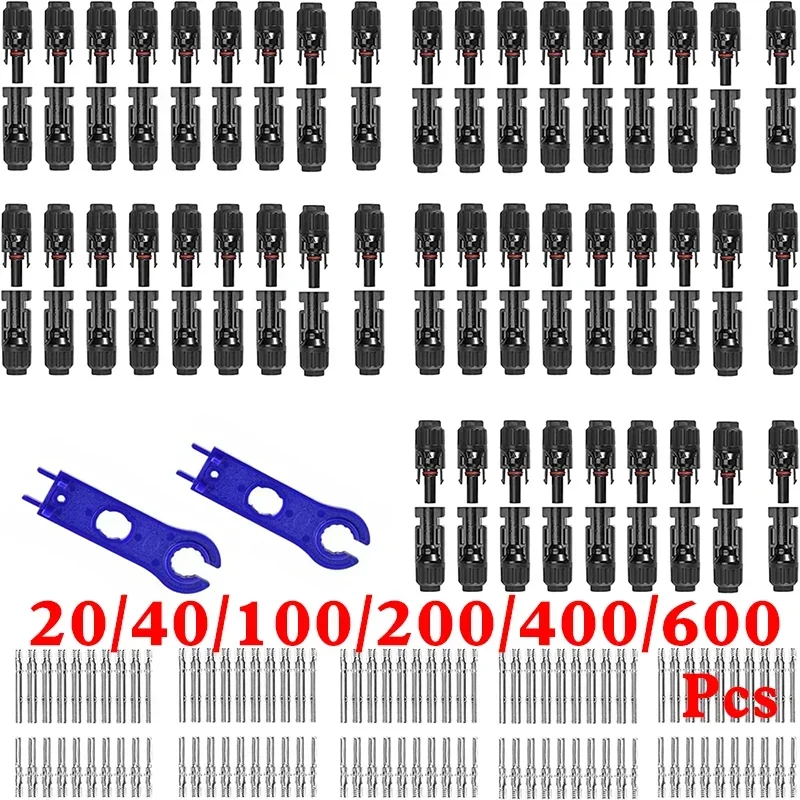 600/400/200/100/40/20 Pcs Photovoltaic Solar Connector 1000V 30A IP67 Waterproof Connectors Kit for PV/MC Cable 2.5/4/6mm²