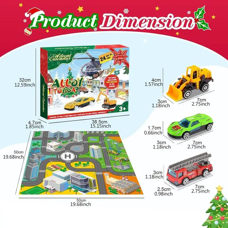 Weihnachten Advents kalender Kinder Stadt Karte Spielzeug zurückziehen Autos Countdown-Kalender Kinder spielen Spiel karte Renn matte Weihnachts geschenke