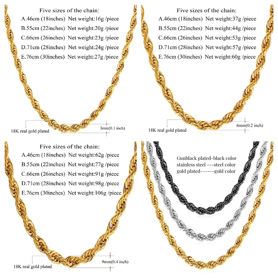 U7 Diamond Cut Miami Cuban Link Chain - Stainless Steel Curb Chain Necklace For Men & Women | Hip Hop Jewelry In Silver/Black/Gold Plated