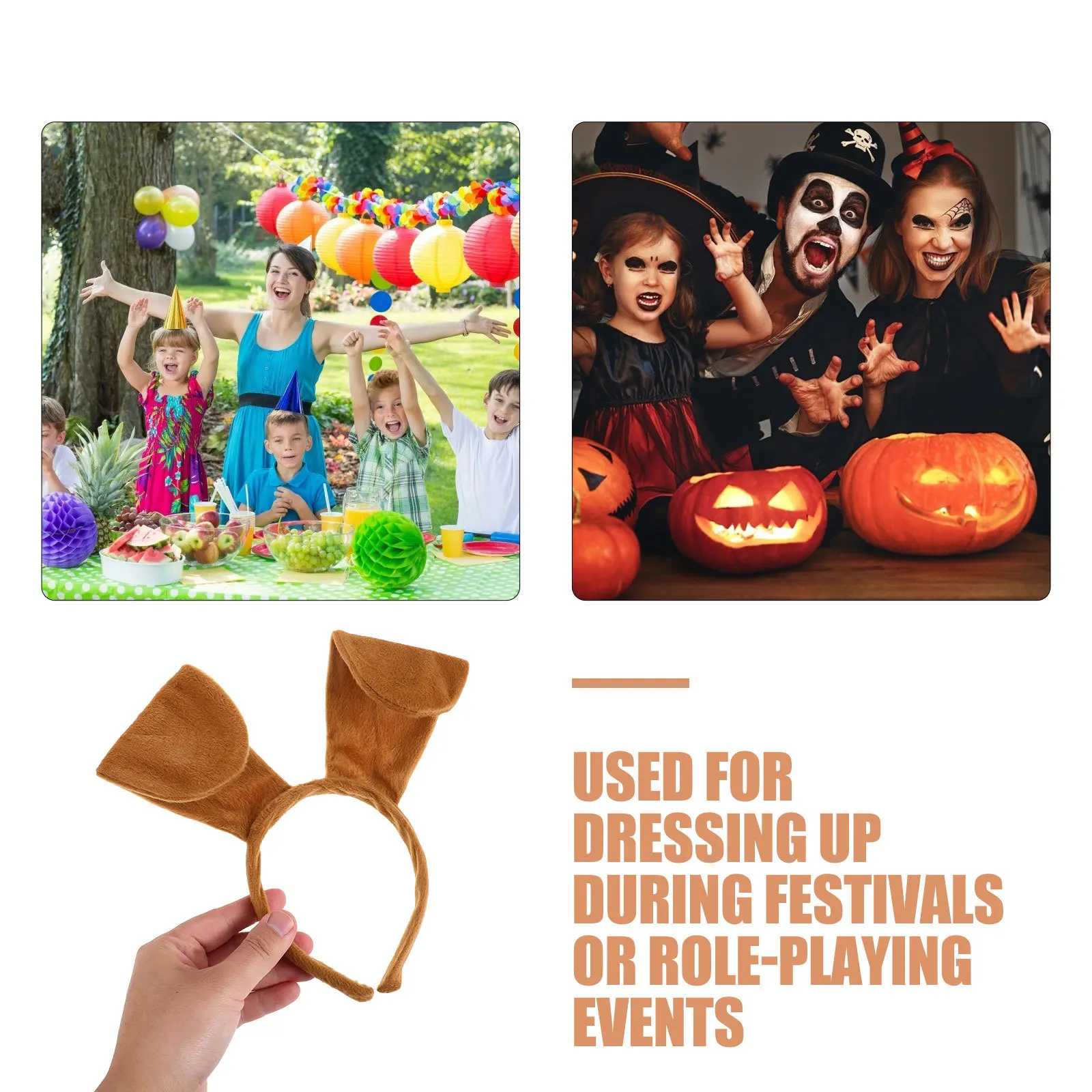 1세트 어린이 강아지 코스튬 세트 머리띠 꼬리 나비넥타이 코 장갑 애완동물 코스프레 의상 할로윈 파티 장식 소품