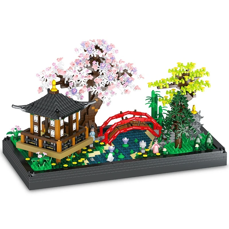 Creative Building Blocks Chinese Tranquil Courtyard Plant DIY Set Bricks For Adults Toys Children Birthday Gifts Home Decoration