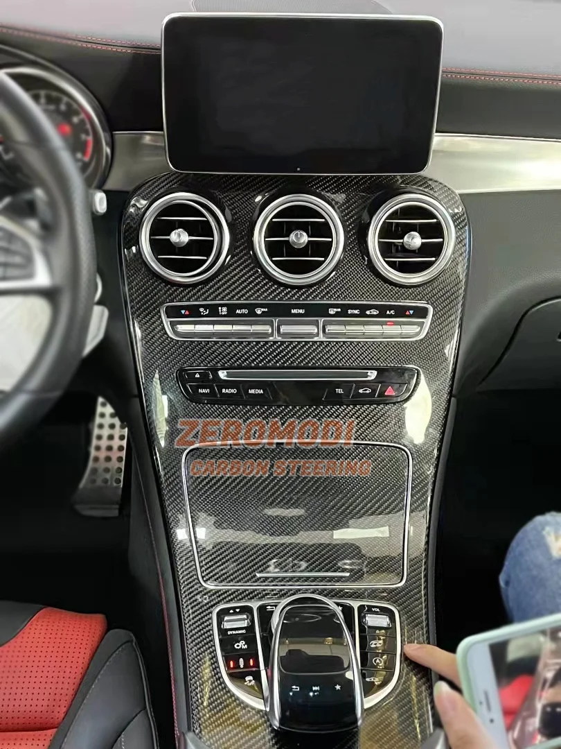 Real Carbon Fiber Center Console Gear Shift Panel Frame Replacement for Mercedes Benz C/GLC Class W205 C260L C260