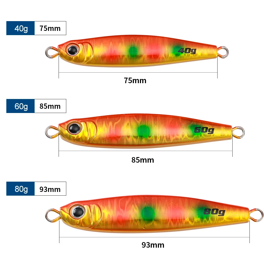 Jigging Pro 40g 60g 80g Long Casting Jigs Inshore Fishing Jigs Sea Fishing Lure Metal Jigs